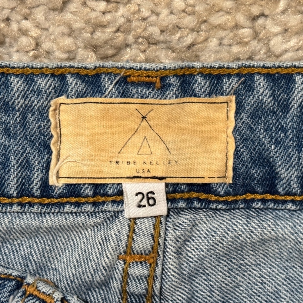 TRIBE KELLEY Patchwork/Ripped Distressed Jeans La… - image 3